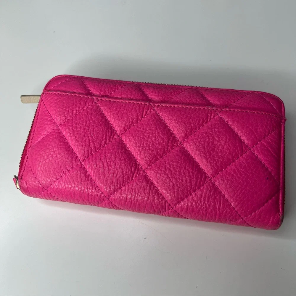 Kate spade quilted leather in hot pink large wallet